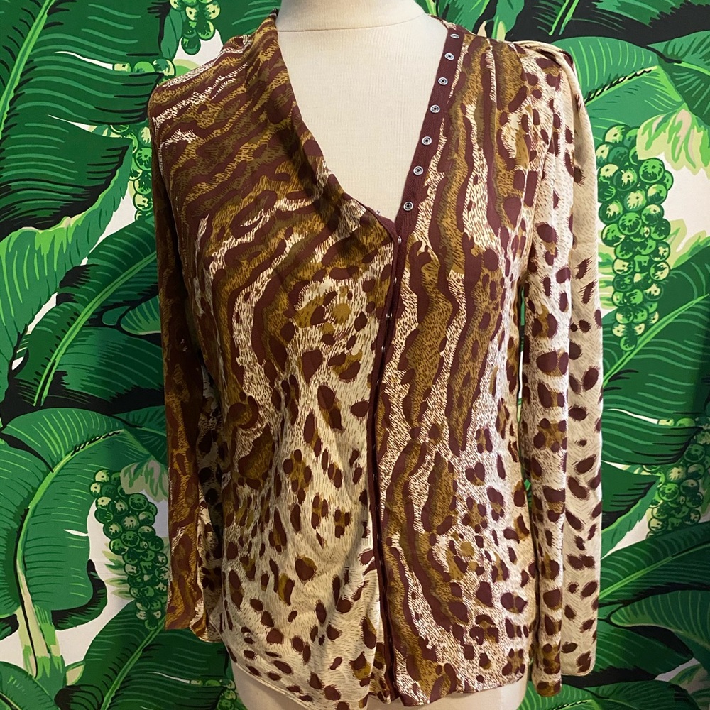 Animal Print Silk Blouse